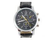 8077 Fashionable Leather Band Men's Quartz Wrist Watch (Blac